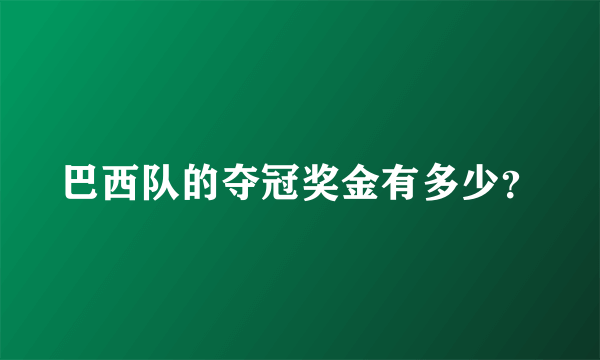 巴西队的夺冠奖金有多少？