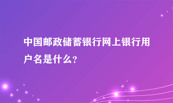 中国邮政储蓄银行网上银行用户名是什么？