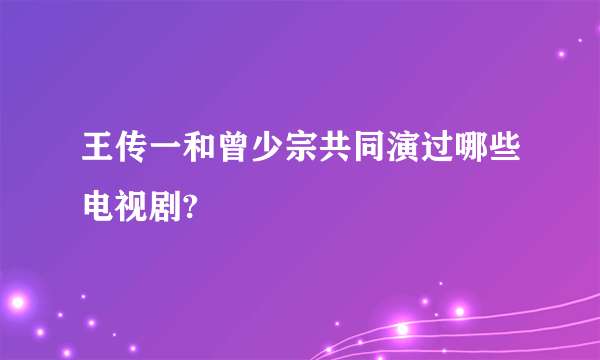 王传一和曾少宗共同演过哪些电视剧?