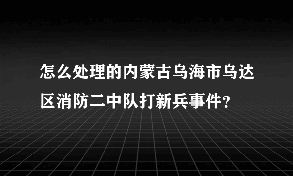 怎么处理的内蒙古乌海市乌达区消防二中队打新兵事件？