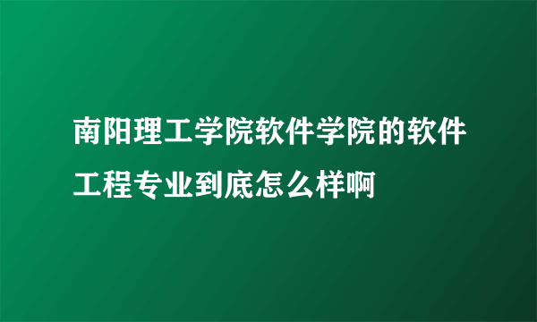 南阳理工学院软件学院的软件工程专业到底怎么样啊
