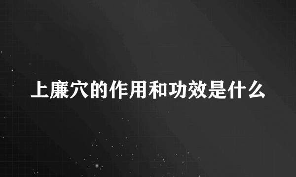 上廉穴的作用和功效是什么