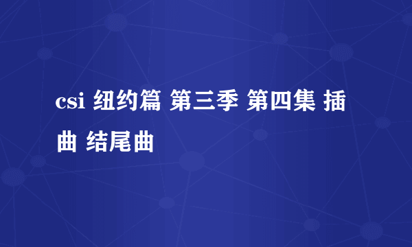 csi 纽约篇 第三季 第四集 插曲 结尾曲