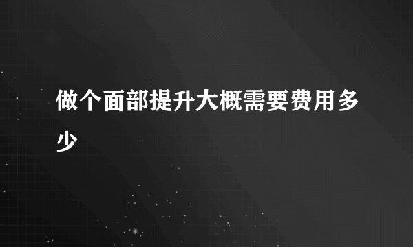 做个面部提升大概需要费用多少