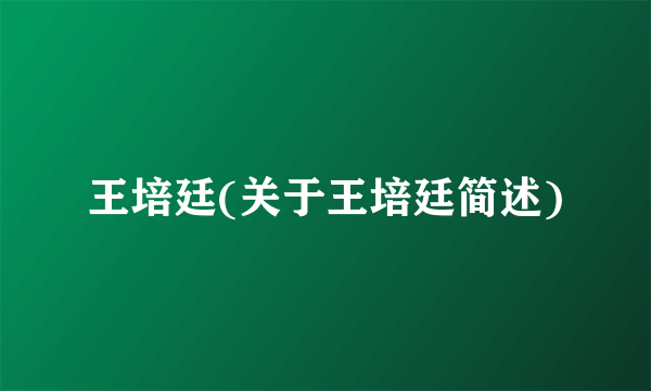 王培廷(关于王培廷简述)