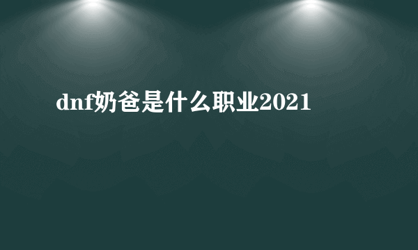 dnf奶爸是什么职业2021