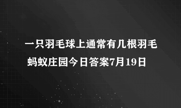 一只羽毛球上通常有几根羽毛 蚂蚁庄园今日答案7月19日