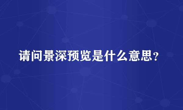 请问景深预览是什么意思？