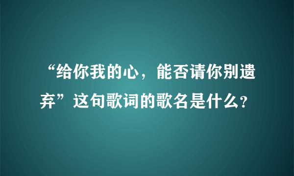 “给你我的心，能否请你别遗弃”这句歌词的歌名是什么？