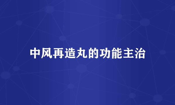 中风再造丸的功能主治