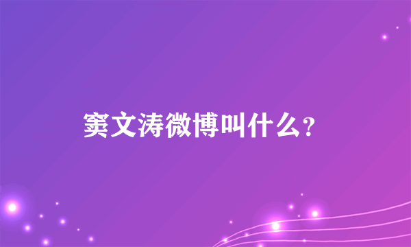 窦文涛微博叫什么？