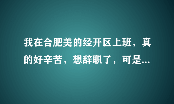 我在合肥美的经开区上班，真的好辛苦，想辞职了，可是对未来一片茫然，我该怎么办？