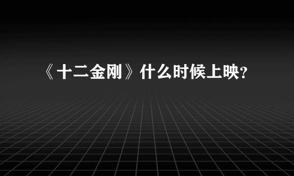 《十二金刚》什么时候上映？