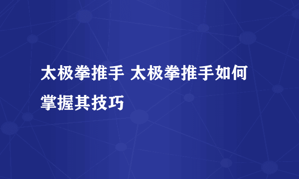 太极拳推手 太极拳推手如何掌握其技巧