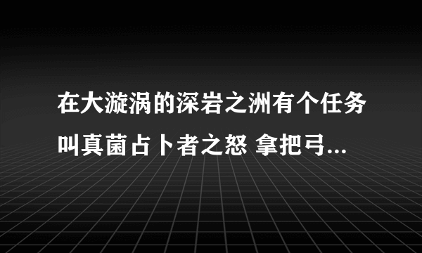 在大漩涡的深岩之洲有个任务叫真菌占卜者之怒 拿把弓的那个 我怎么接不到啊 说是: 鲁博里克 但没问号啊