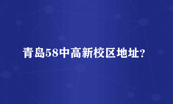青岛58中高新校区地址？
