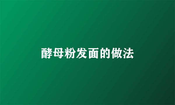 酵母粉发面的做法