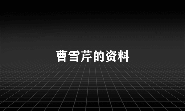 曹雪芹的资料