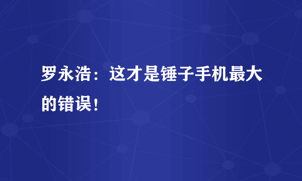 罗永浩：这才是锤子手机最大的错误！
