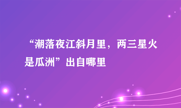 “潮落夜江斜月里，两三星火是瓜洲”出自哪里