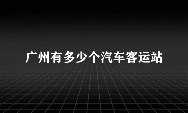 广州有多少个汽车客运站