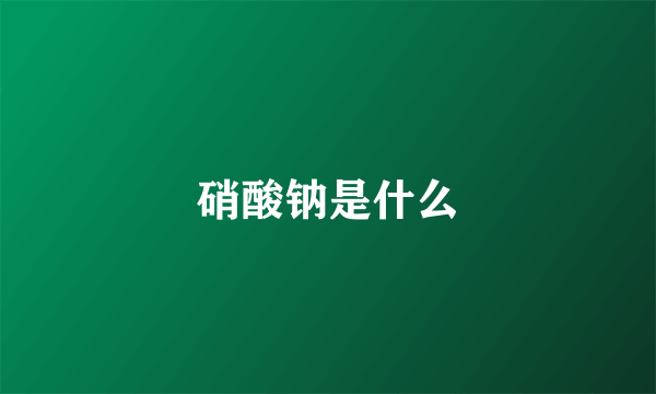 硝酸钠是什么