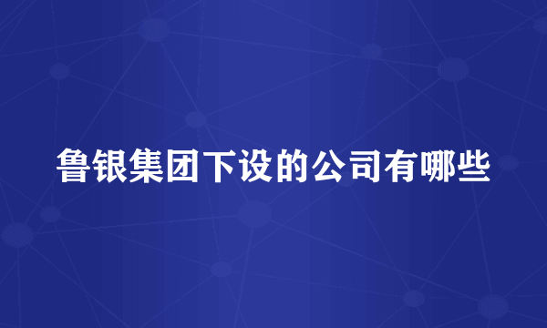 鲁银集团下设的公司有哪些