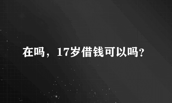 在吗，17岁借钱可以吗？