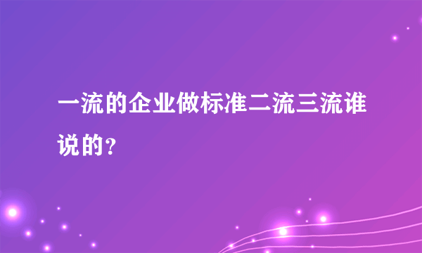 一流的企业做标准二流三流谁说的？