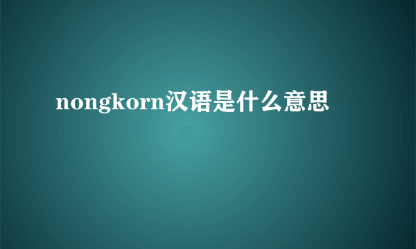 nongkorn汉语是什么意思