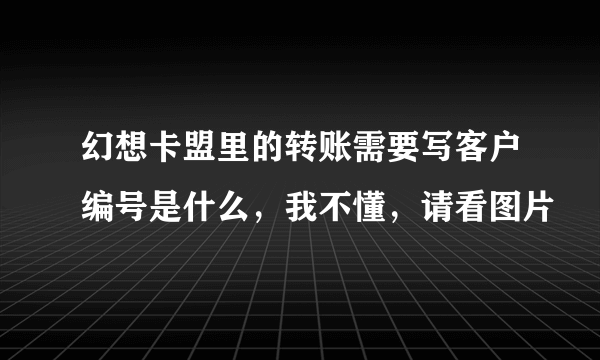 幻想卡盟里的转账需要写客户编号是什么，我不懂，请看图片