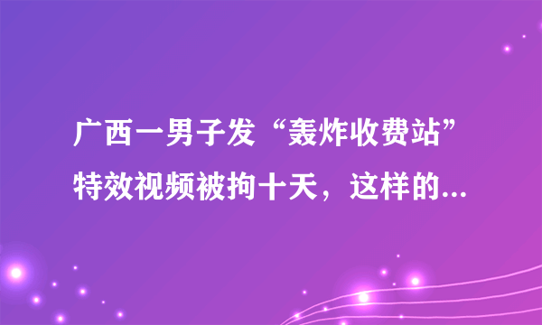 广西一男子发“轰炸收费站”特效视频被拘十天，这样的处罚合理吗？