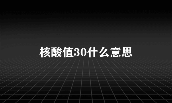 核酸值30什么意思