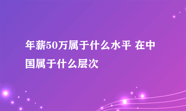 年薪50万属于什么水平 在中国属于什么层次