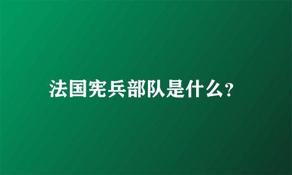 法国宪兵部队是什么？