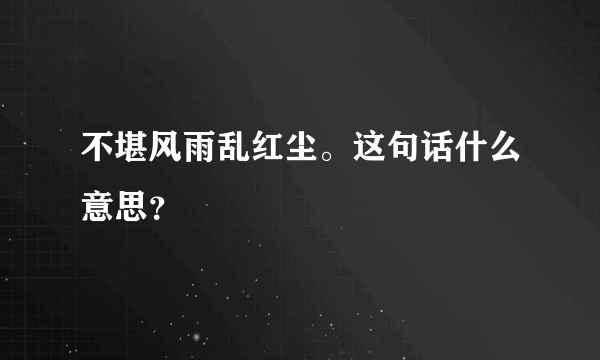 不堪风雨乱红尘。这句话什么意思？