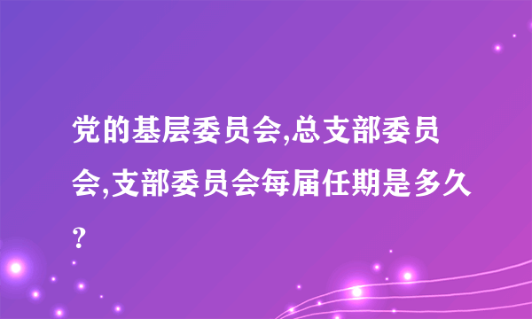 党的基层委员会,总支部委员会,支部委员会每届任期是多久？