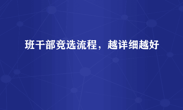 班干部竞选流程，越详细越好