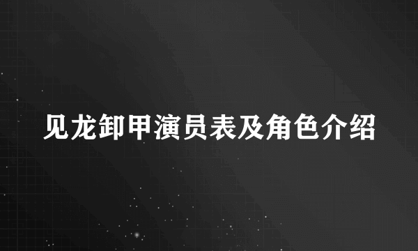 见龙卸甲演员表及角色介绍