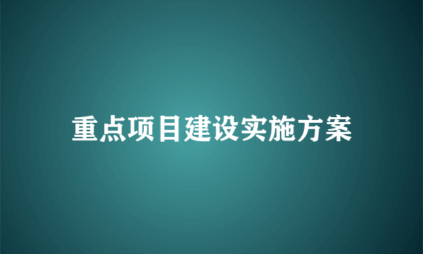 重点项目建设实施方案