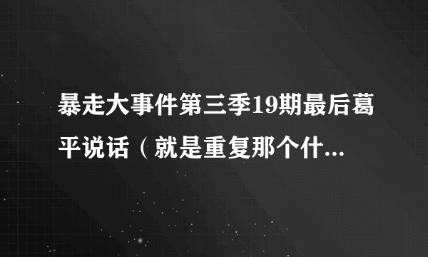暴走大事件第三季19期最后葛平说话（就是重复那个什么暴暴暴暴走走走走大大大大。。。。。还有皮诺，我