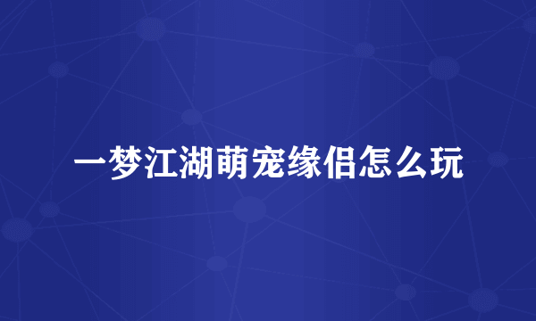 一梦江湖萌宠缘侣怎么玩