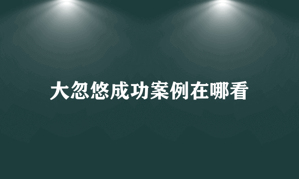 大忽悠成功案例在哪看