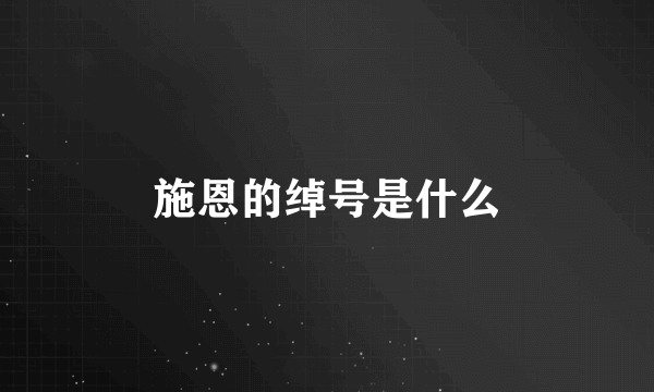 施恩的绰号是什么