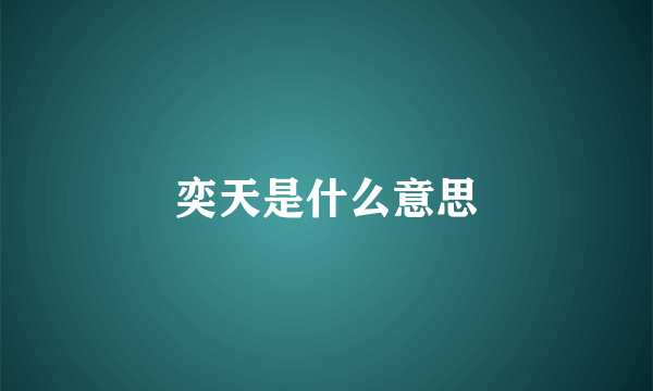 奕天是什么意思
