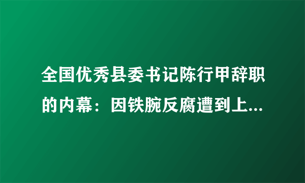 全国优秀县委书记陈行甲辞职的内幕：因铁腕反腐遭到上级羞辱打压