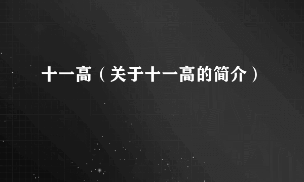 十一高（关于十一高的简介）