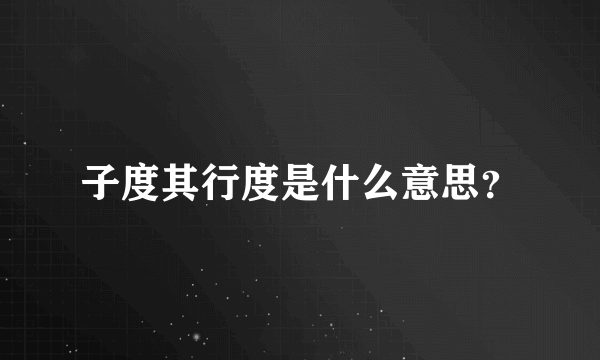 子度其行度是什么意思？
