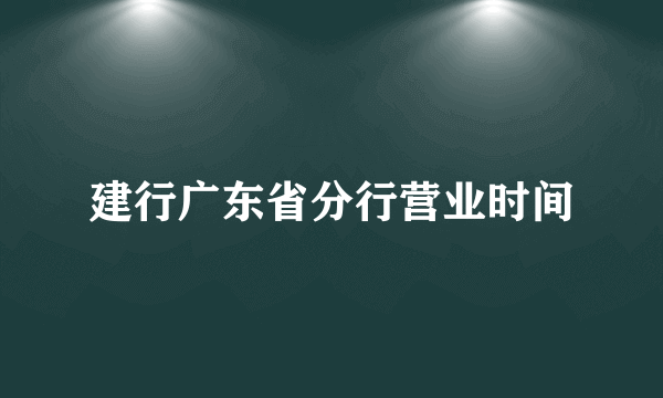建行广东省分行营业时间
