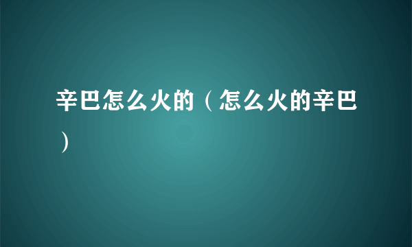 辛巴怎么火的（怎么火的辛巴）
